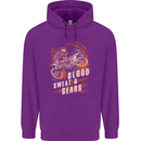 Blood Sweat and Gears Motocross Dirt Bike Mens 80% Cotton Hoodie Purple