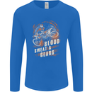 Blood Sweat and Gears Motocross Dirt Bike Mens Long Sleeve T-Shirt Royal Blue