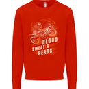 Blood Sweat and Gears Motocross Dirt Bike Mens Sweatshirt Jumper Bright Red