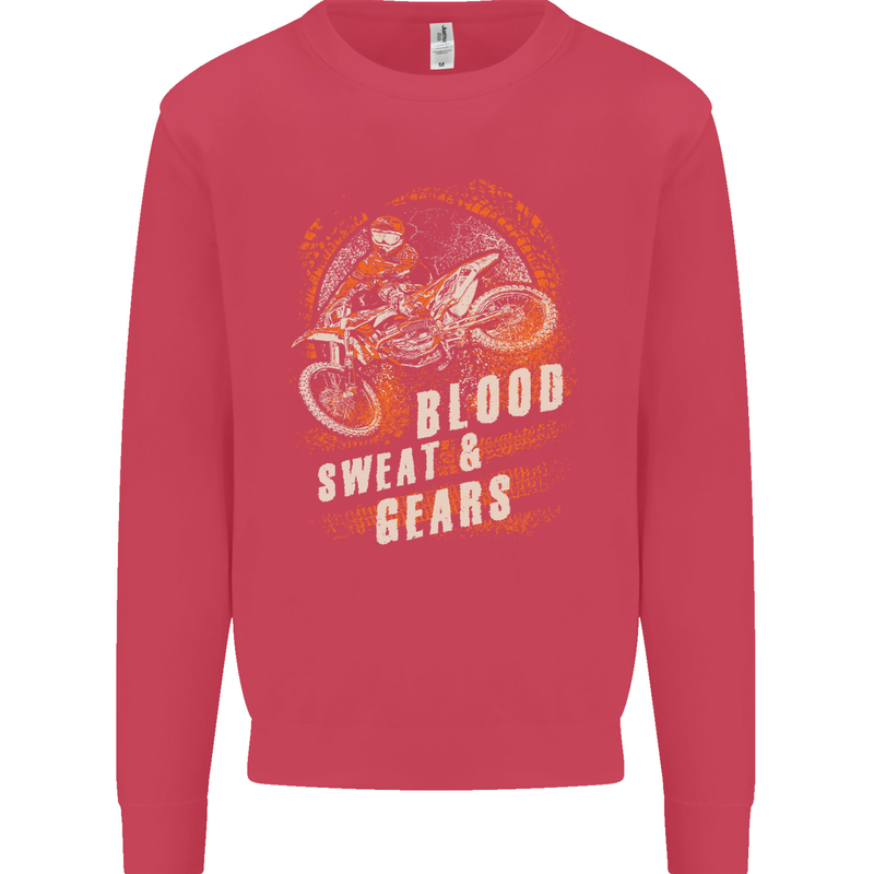 Blood Sweat and Gears Motocross Dirt Bike Mens Sweatshirt Jumper Heliconia