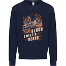 Blood Sweat and Gears Motocross Dirt Bike Mens Sweatshirt Jumper Navy Blue