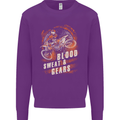 Blood Sweat and Gears Motocross Dirt Bike Mens Sweatshirt Jumper Purple