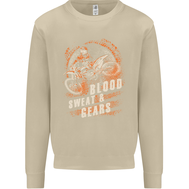 Blood Sweat and Gears Motocross Dirt Bike Mens Sweatshirt Jumper Sand