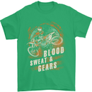 Blood Sweat and Gears Motocross Dirt Bike Mens T-Shirt Cotton Gildan Irish Green