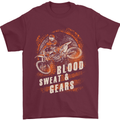 Blood Sweat and Gears Motocross Dirt Bike Mens T-Shirt Cotton Gildan Maroon