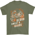 Blood Sweat and Gears Motocross Dirt Bike Mens T-Shirt Cotton Gildan Military Green