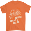 Blood Sweat and Gears Motocross Dirt Bike Mens T-Shirt Cotton Gildan Orange