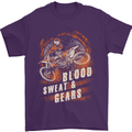 Blood Sweat and Gears Motocross Dirt Bike Mens T-Shirt Cotton Gildan Purple