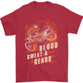 Blood Sweat and Gears Motocross Dirt Bike Mens T-Shirt Cotton Gildan Red