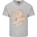 Blood Sweat and Gears Motocross Dirt Bike Mens V-Neck Cotton T-Shirt Sports Grey