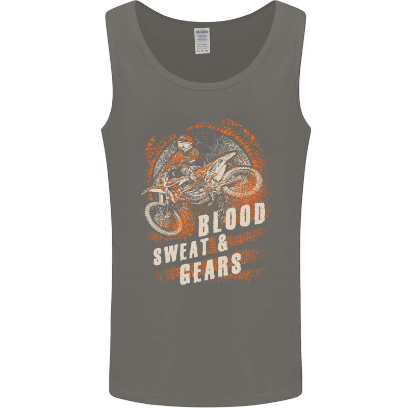 Blood Sweat and Gears Motocross Dirt Bike Mens Vest Tank Top Charcoal