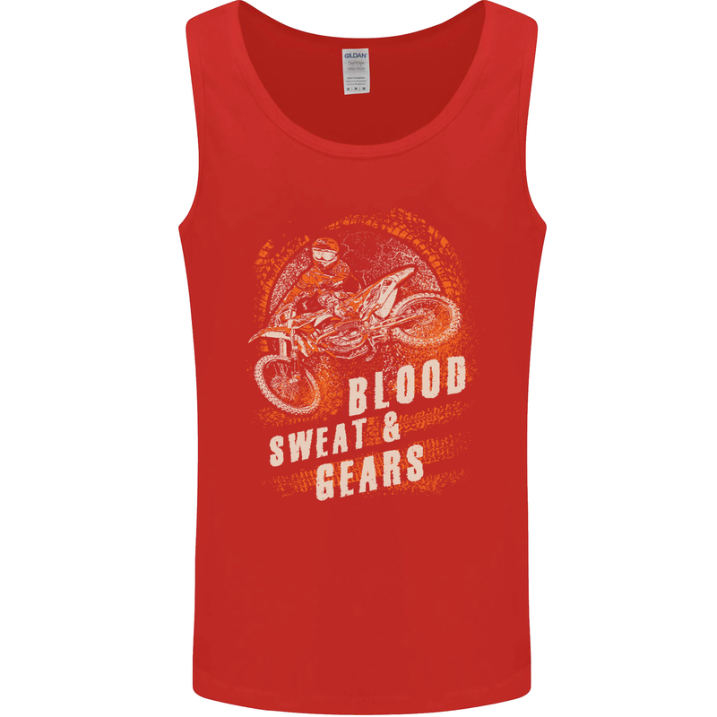 Blood Sweat and Gears Motocross Dirt Bike Mens Vest Tank Top Red