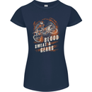 Blood Sweat and Gears Motocross Dirt Bike Womens Petite Cut T-Shirt Navy Blue