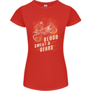Blood Sweat and Gears Motocross Dirt Bike Womens Petite Cut T-Shirt Red