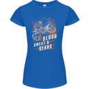 Blood Sweat and Gears Motocross Dirt Bike Womens Petite Cut T-Shirt Royal Blue