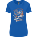 Blood Sweat and Gears Motocross Dirt Bike Womens Wider Cut T-Shirt Royal Blue