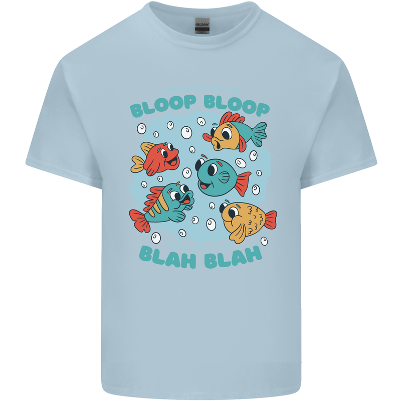 Bloop Bloop Funny Fishing Fisherman Mens Cotton T-Shirt Tee Top Light Blue