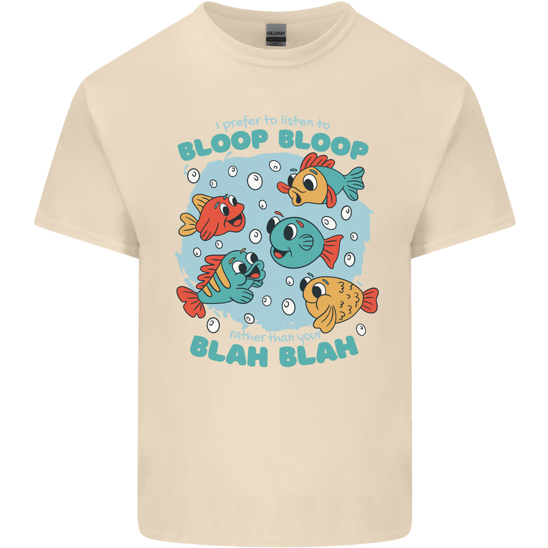Bloop Bloop Funny Fishing Fisherman Mens Cotton T-Shirt Tee Top Natural