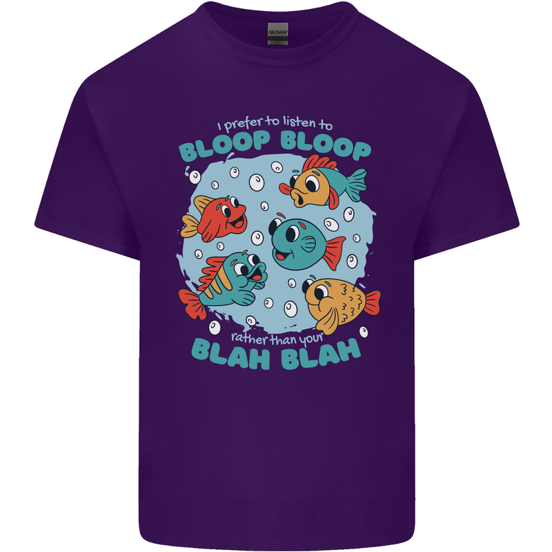 Bloop Bloop Funny Fishing Fisherman Mens Cotton T-Shirt Tee Top Purple