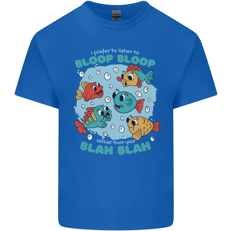 Bloop Bloop Funny Fishing Fisherman Mens Cotton T-Shirt Tee Top Royal Blue