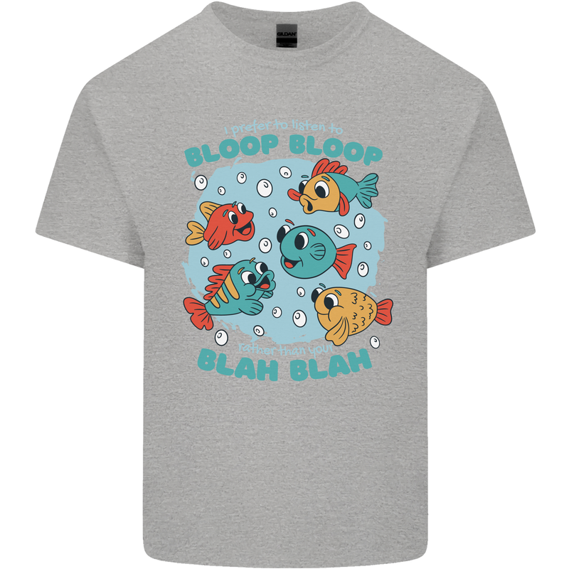 Bloop Bloop Funny Fishing Fisherman Mens Cotton T-Shirt Tee Top Sports Grey