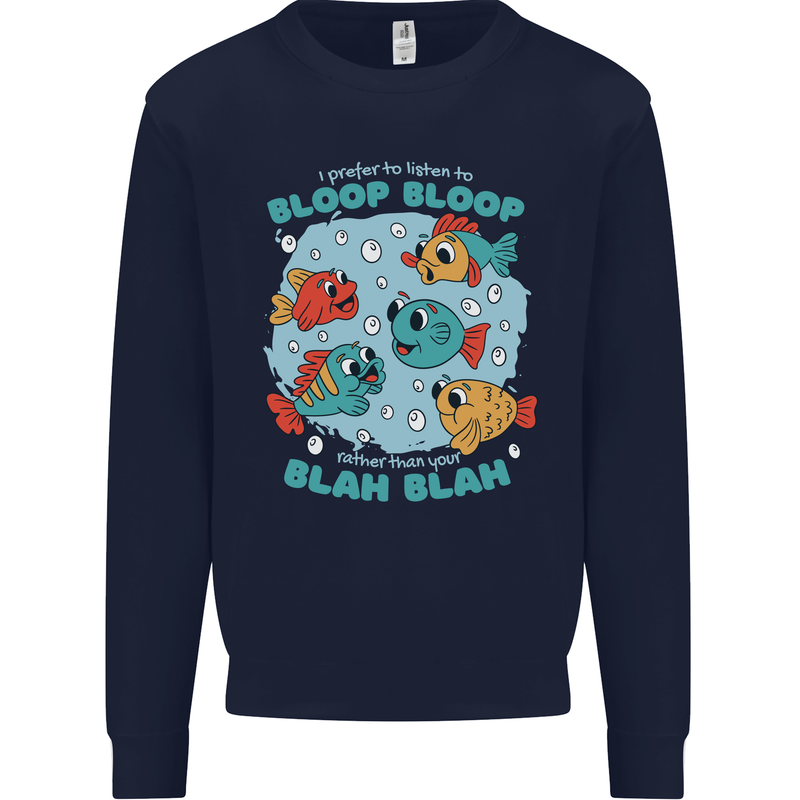 Bloop Bloop Funny Fishing Fisherman Mens Sweatshirt Jumper Navy Blue