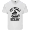 Boats You Can't Buy Hapiness Sailor Sailing Mens V-Neck Cotton T-Shirt White
