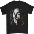 Bob Marley Smoking a Spliff Weed Cannabis Mens T-Shirt Cotton Gildan Black