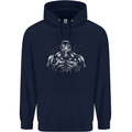 Bodybuilder Gym Training Top Bodybuilding Childrens Kids Hoodie Navy Blue