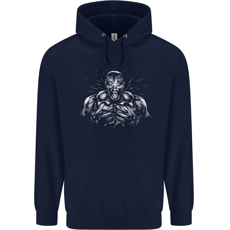 Bodybuilder Gym Training Top Bodybuilding Childrens Kids Hoodie Navy Blue