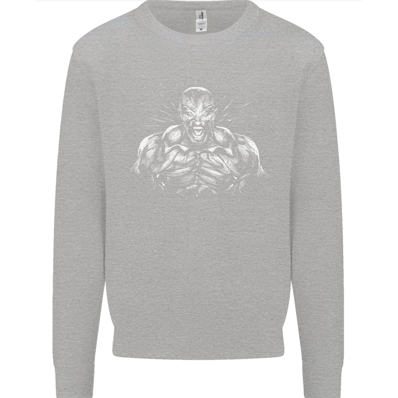 Bodybuilder Gym Training Top Bodybuilding Kids Sweatshirt Jumper Sports Grey
