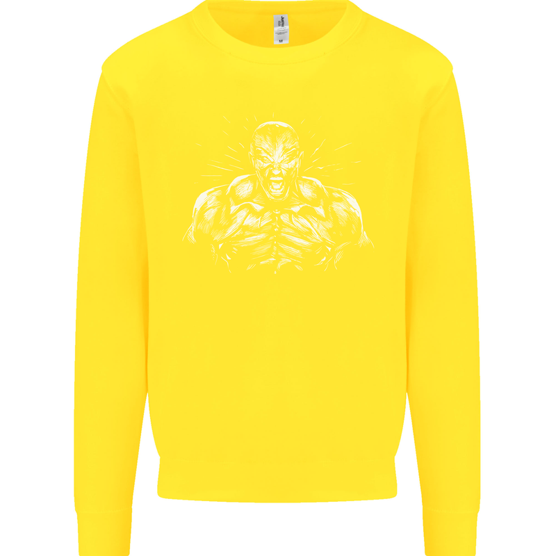 Bodybuilder Gym Training Top Bodybuilding Kids Sweatshirt Jumper Yellow