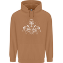 Bodybuilder Gym Training Top Bodybuilding Mens 80% Cotton Hoodie Caramel Latte