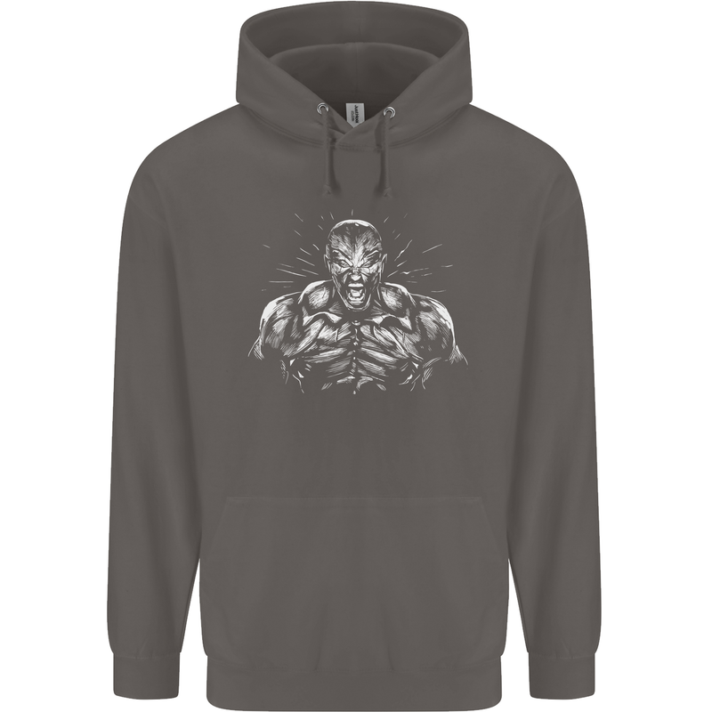 Bodybuilder Gym Training Top Bodybuilding Mens 80% Cotton Hoodie Charcoal