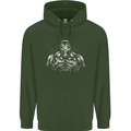 Bodybuilder Gym Training Top Bodybuilding Mens 80% Cotton Hoodie Forest Green