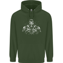 Bodybuilder Gym Training Top Bodybuilding Mens 80% Cotton Hoodie Forest Green