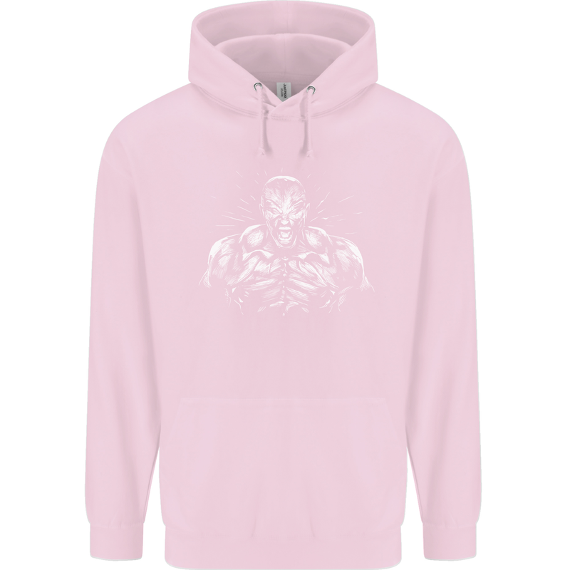 Bodybuilder Gym Training Top Bodybuilding Mens 80% Cotton Hoodie Light Pink