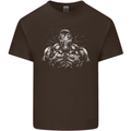 Bodybuilder Gym Training Top Bodybuilding Mens Cotton T-Shirt Tee Top Dark Chocolate