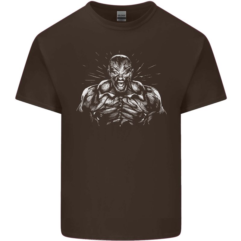 Bodybuilder Gym Training Top Bodybuilding Mens Cotton T-Shirt Tee Top Dark Chocolate