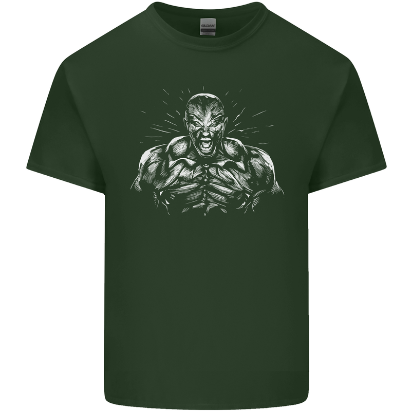 Bodybuilder Gym Training Top Bodybuilding Mens Cotton T-Shirt Tee Top Forest Green