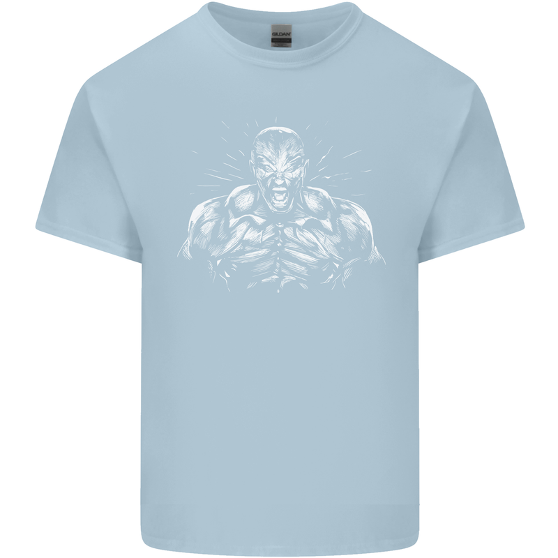 Bodybuilder Gym Training Top Bodybuilding Mens Cotton T-Shirt Tee Top Light Blue