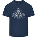 Bodybuilder Gym Training Top Bodybuilding Mens Cotton T-Shirt Tee Top Navy Blue