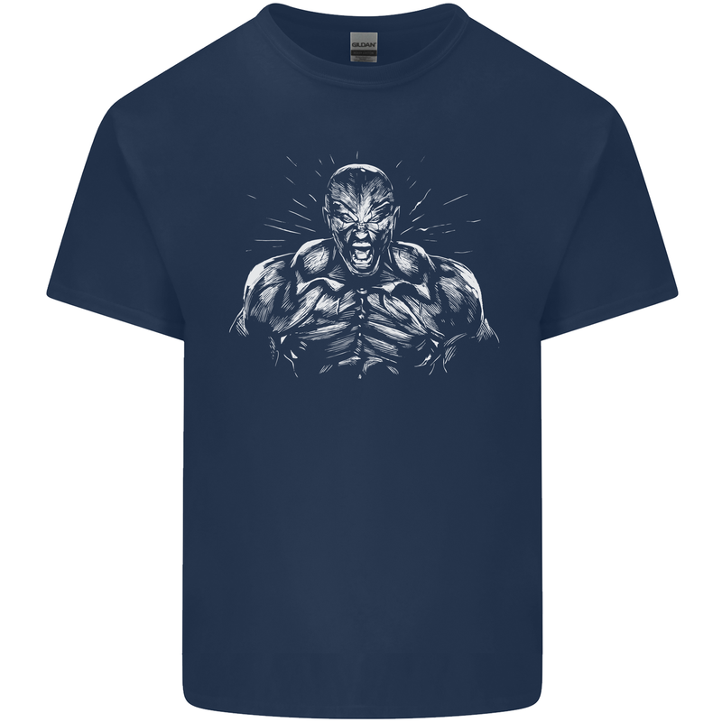 Bodybuilder Gym Training Top Bodybuilding Mens Cotton T-Shirt Tee Top Navy Blue