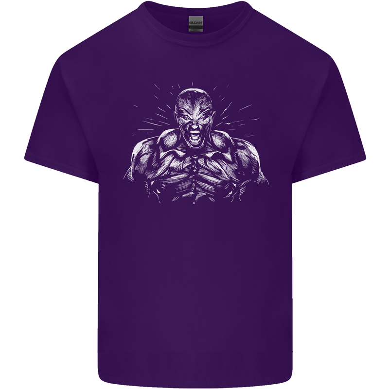 Bodybuilder Gym Training Top Bodybuilding Mens Cotton T-Shirt Tee Top Purple