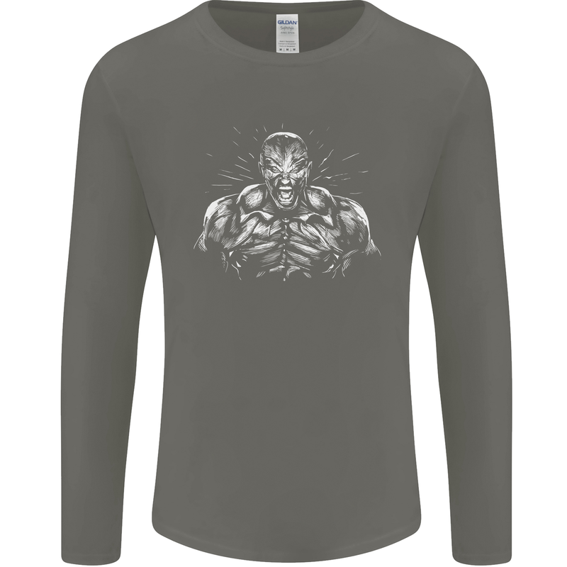 Bodybuilder Gym Training Top Bodybuilding Mens Long Sleeve T-Shirt Charcoal