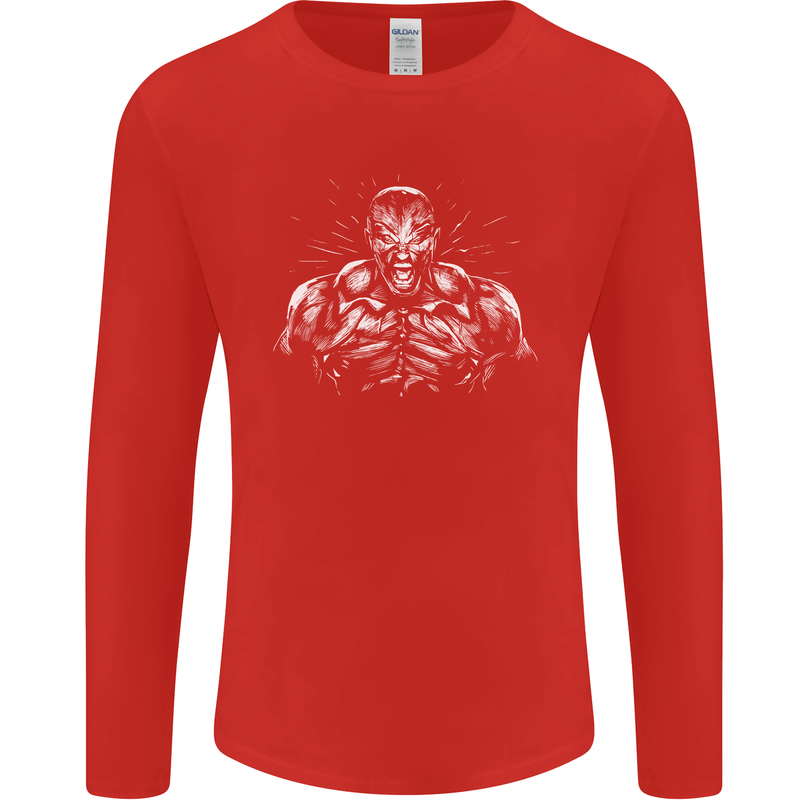 Bodybuilder Gym Training Top Bodybuilding Mens Long Sleeve T-Shirt Red