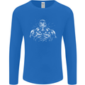 Bodybuilder Gym Training Top Bodybuilding Mens Long Sleeve T-Shirt Royal Blue