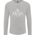 Bodybuilder Gym Training Top Bodybuilding Mens Long Sleeve T-Shirt Sports Grey