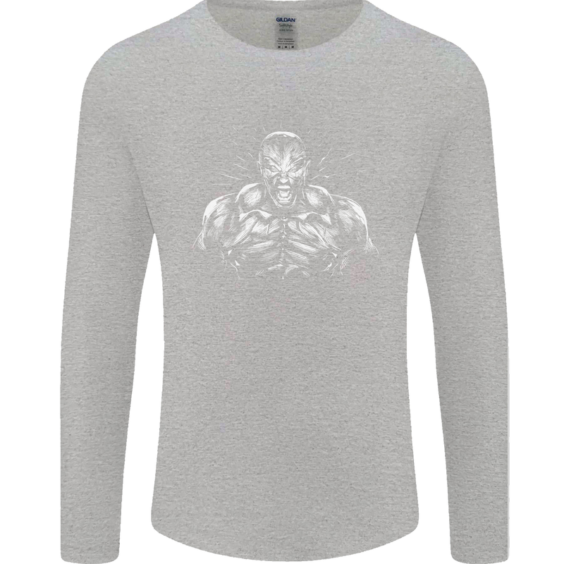 Bodybuilder Gym Training Top Bodybuilding Mens Long Sleeve T-Shirt Sports Grey