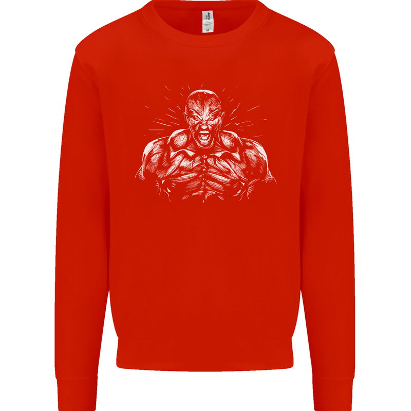 Bodybuilder Gym Training Top Bodybuilding Mens Sweatshirt Jumper Bright Red